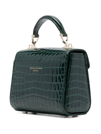 Shop Aspinal Of London Mayfair Mini Croc-effect Bag In Green