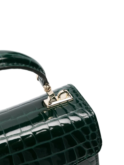 Shop Aspinal Of London Mayfair Mini Croc-effect Bag In Green