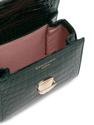 Shop Aspinal Of London Mayfair Mini Croc-effect Bag In Green