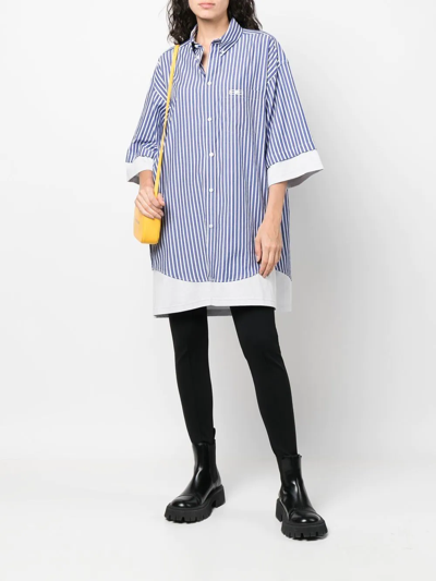Shop Balenciaga Bb Icon Striped Layered Shirt In Blue