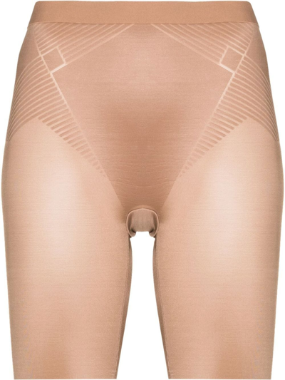 Shop Spanx Thinstincts 2.0 Mid-thigh Shorts In Neutrals