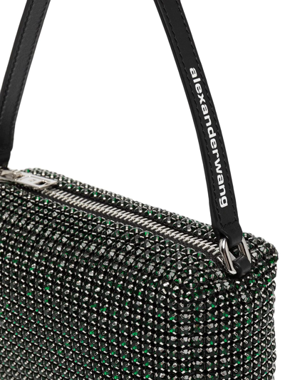 Shop Alexander Wang Heiress Crystal-embellished Pouch Bag In Green