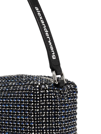 Shop Alexander Wang Heiress Crystal-embellished Pouch Bag In Blue