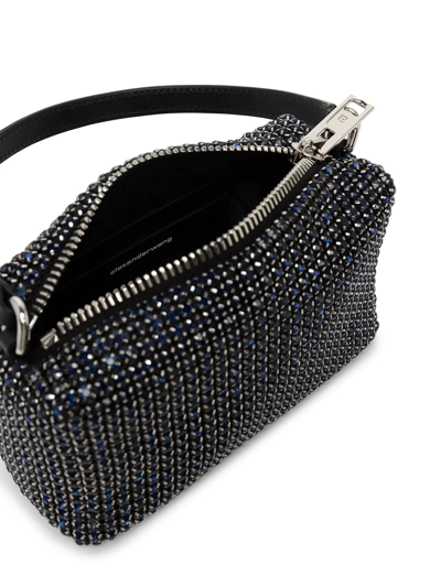 Shop Alexander Wang Heiress Crystal-embellished Pouch Bag In Blue