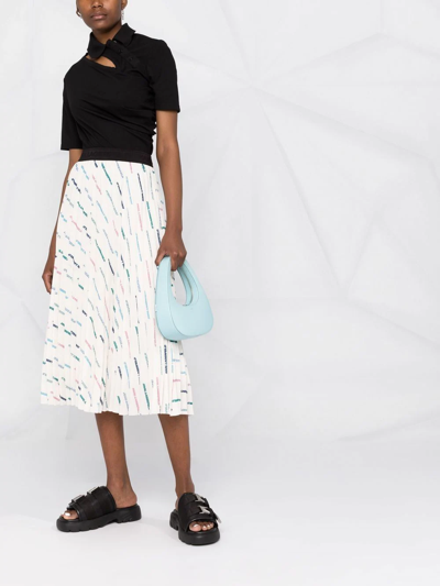 Karl Lagerfeld Future Logo-print Pleated Skirt In Neutrals