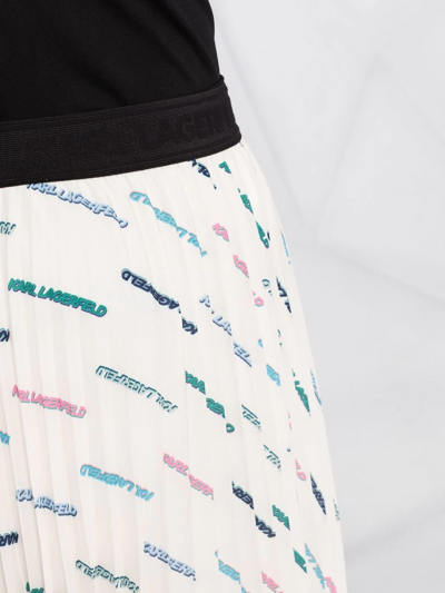 Karl Lagerfeld Future Logo-print Pleated Skirt In Neutrals