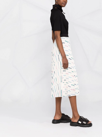 Karl Lagerfeld Future Logo-print Pleated Skirt In Neutrals