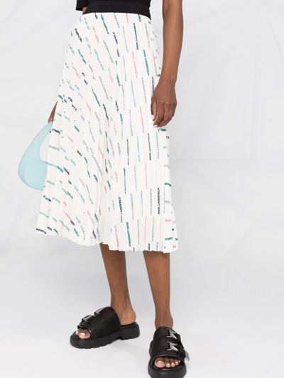 Karl Lagerfeld Future Logo-print Pleated Skirt In Neutrals