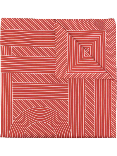 Shop Totême Striped Monogram-print Scarf In Red