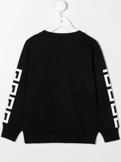 Shop Versace Logo-print Monogram-pattern Sweatshirt In Black