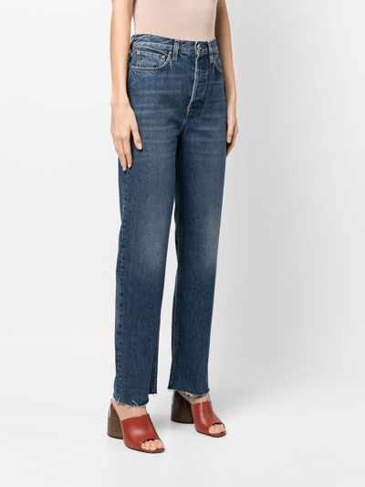 Shop Totême Cropped Straight-leg Jeans In Blue