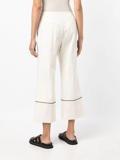 Shop Goodious Cropped Piped-hem Trousers In White