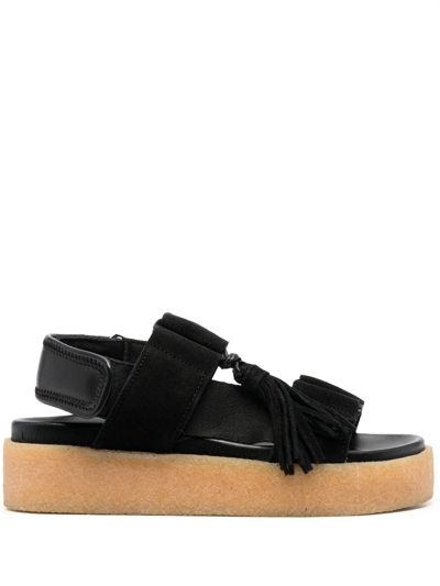 Shop Clarks Originals Tassel Detail 50mm Platform Sandals In Black