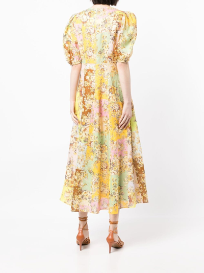 Shop Alemais Matilde Linen Midi Dress In Yellow