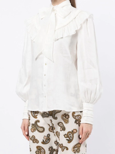Shop Alemais Lennie Ruffled Pussy-bow Blouse In White