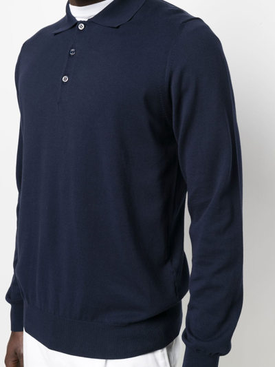 Canali Long-sleeve Polo Jumper In Blue