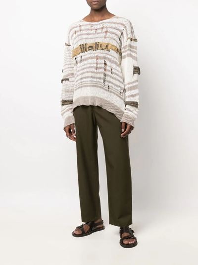 Vitelli Chaga Reverse Logo Stitch Sweater In White