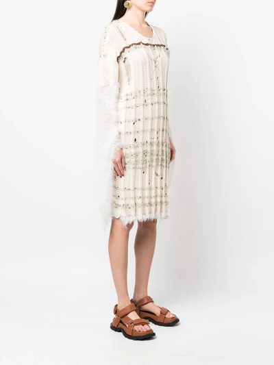 Shop Vitelli Multi-knit Midi Jumper Dress In Neutrals