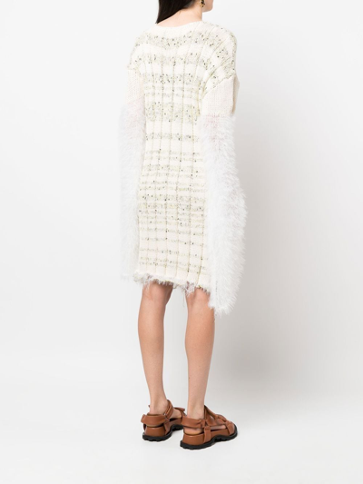 Shop Vitelli Multi-knit Midi Jumper Dress In Neutrals