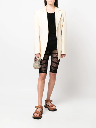Vitelli Semi-sheer Knit Cropped Top In Black
