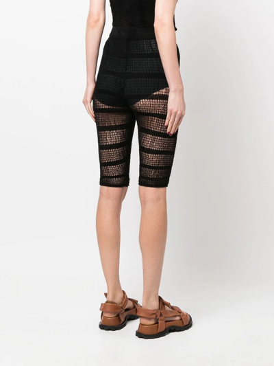 Shop Vitelli Open Knit Cycling Shorts In Black