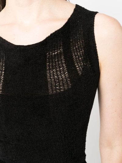 Vitelli Semi-sheer Knit Cropped Top In Black