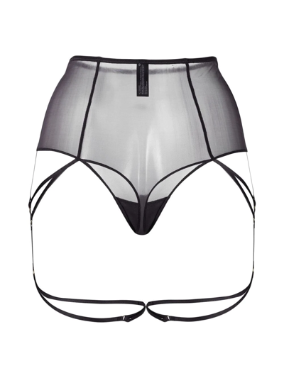Maison Close High-waist Sheer Thong In Black