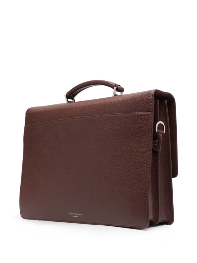 Shop Aspinal Of London City Leather Laptop Bag In Brown