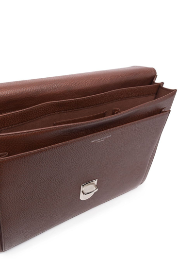 Shop Aspinal Of London City Leather Laptop Bag In Brown