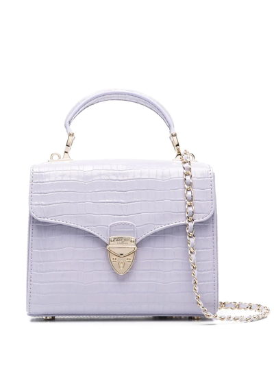 Shop Aspinal Of London Mayfair Leather Tote Bag In Purple