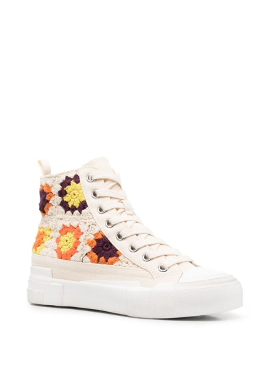 Ash Crochet-knit High-top Trainers In Neutrals