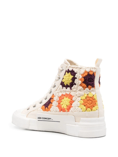 Ash Crochet-knit High-top Trainers In Neutrals