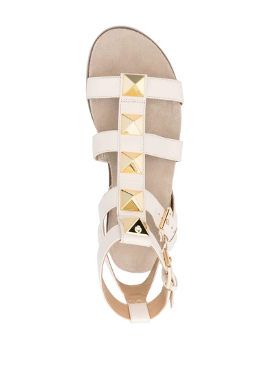 Michael Kors Wren Gladiator Flats In Beige Leather In Neutrals