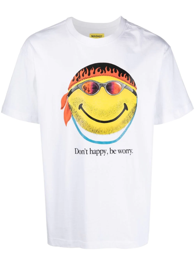 Shop Market Smiley Print T-shirt In White