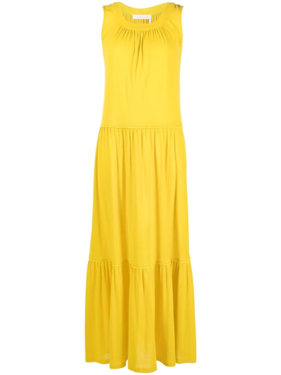 Shop See By Chloé Panelled Cotton Jersey Dress In Yellow
