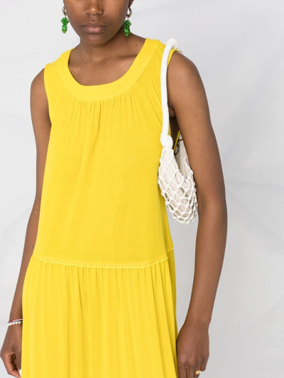 Shop See By Chloé Panelled Cotton Jersey Dress In Yellow