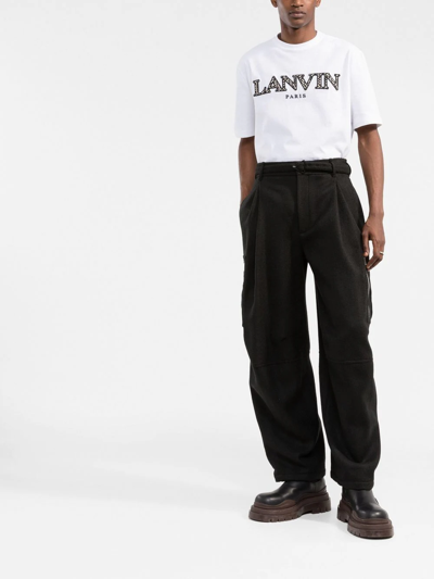 Shop Lanvin Logo-embroidered Short-sleeve T-shirt In White