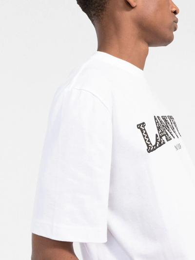 Shop Lanvin Logo-embroidered Short-sleeve T-shirt In White