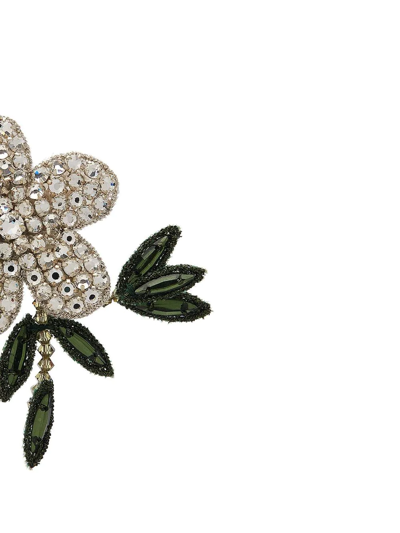 Shop Oscar De La Renta Crystal-embellished Flower Earrings In Silver