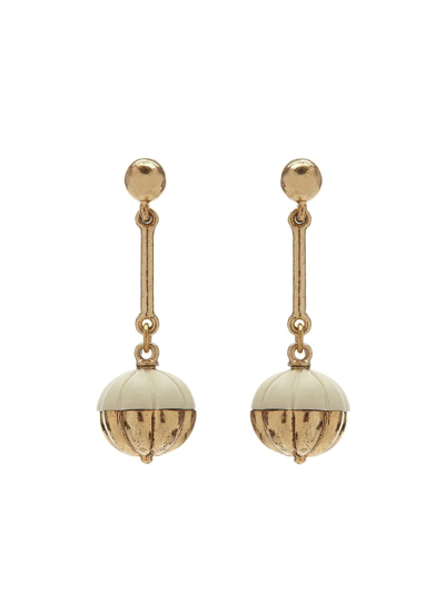 Shop Oscar De La Renta Round Drop Earrings In Gold