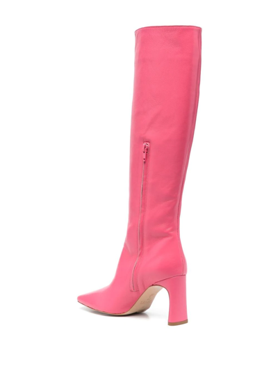 Shop Liu •jo Square-toe Knee-length Boots In Pink