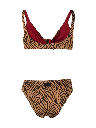 Shop Fisico Tiger-print Bikini In Neutrals