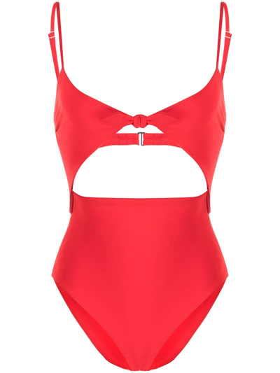 Shop Mara Hoffman Kai Cut-out Swimsuit In Red