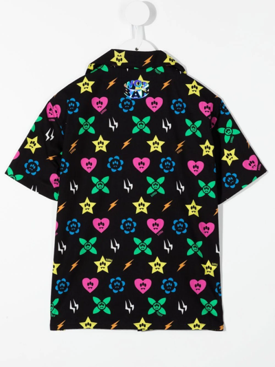 Shop Barrow Monogram-pattern Polo Shirt In Black