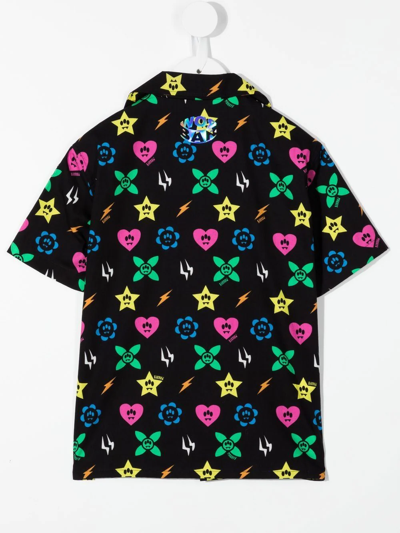 Barrow Monogram-pattern Polo Shirt In Black