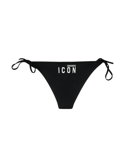 Shop Dsquared2 Icon Logo-print Bikini Bottoms In Black