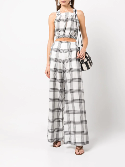Lisa Marie Fernandez Blouson Checked Cropped Top In White