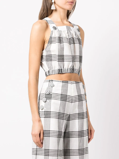Lisa Marie Fernandez Blouson Checked Cropped Top In White