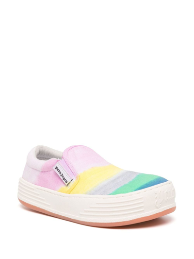 Shop Palm Angels Gradient-pattern Canvas Slip-on Sneakers In Multicolour