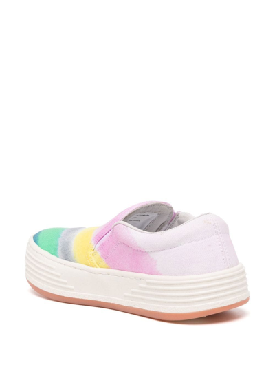 Shop Palm Angels Gradient-pattern Canvas Slip-on Sneakers In Multicolour